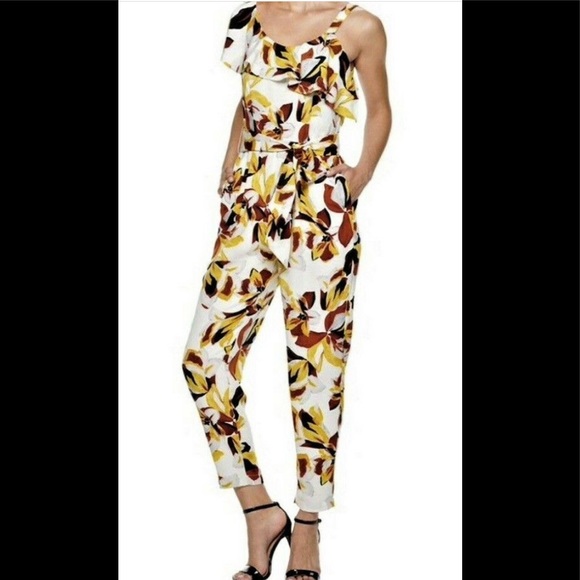 Jennifer Lopez Pants - Jennifer Lopez Womens Jennifer Lopez Asymmetrical Ruffle Strap Jumpsuit